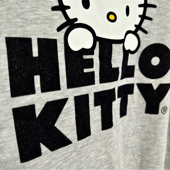 Sanrio Hello Kitty Grey Crew Neck Cute Preppy Retro Pullover Sweater- Large - Picture 2 of 6